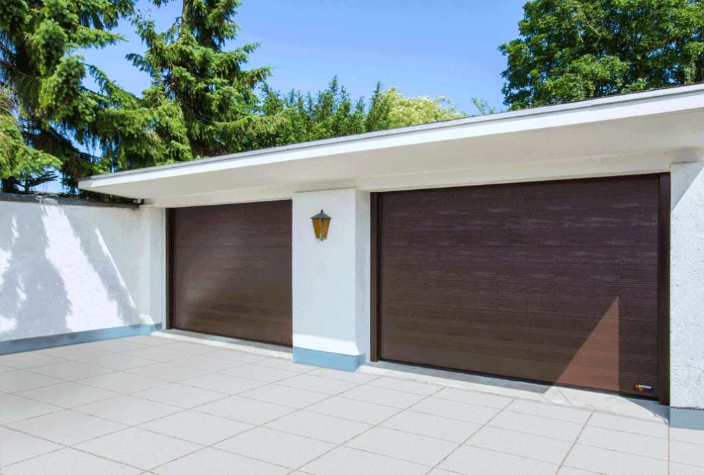NASSAU woodgrain double garage doors brown NASSAU Door Com