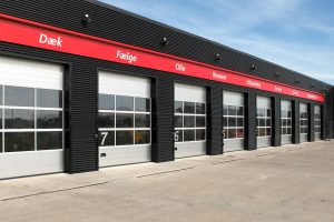 Car sale multiple industrial doors with windows