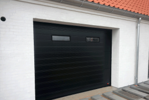 Black Garage Door With Vision Windows